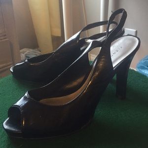 Fioni, Size 9.5 black open toe high heel